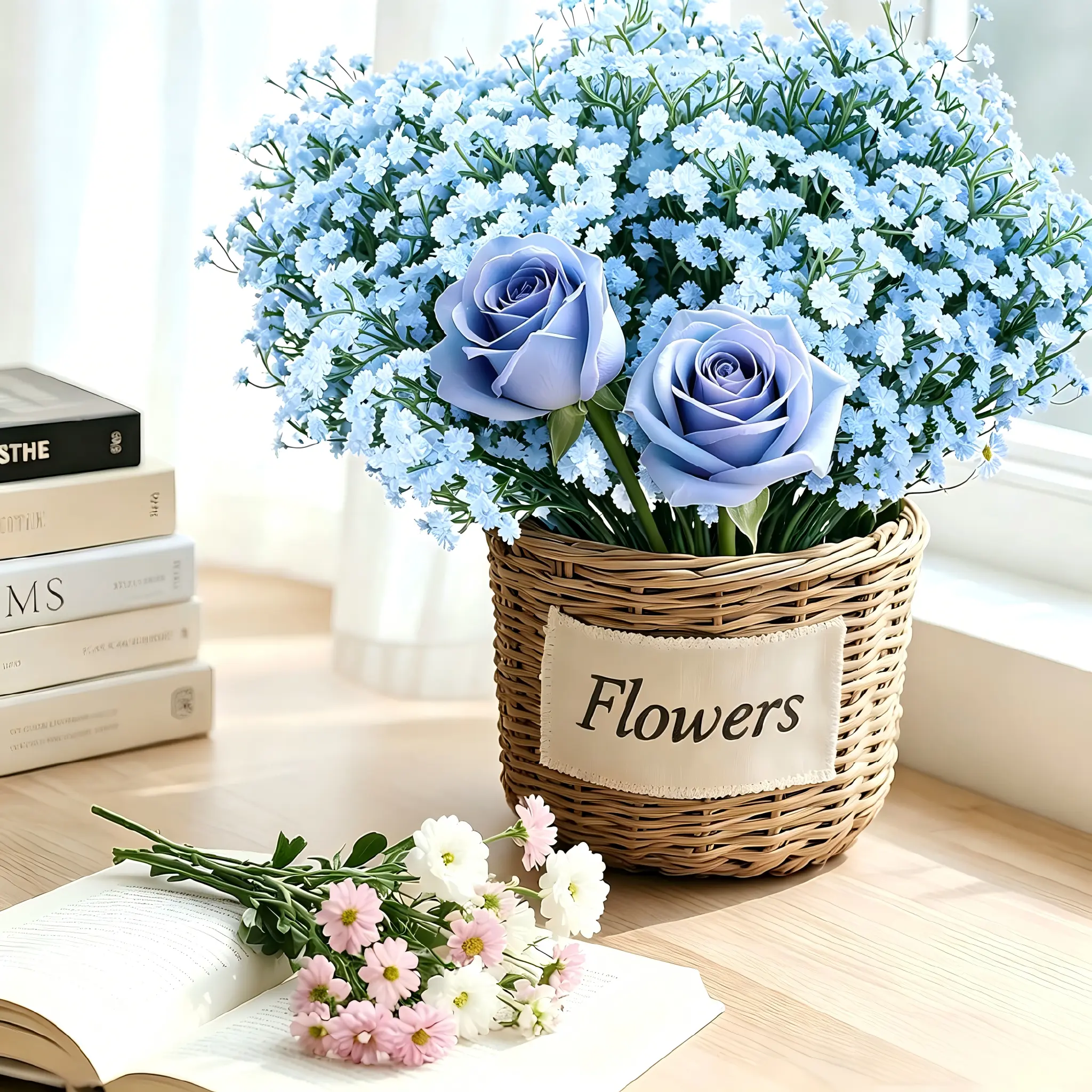 Artificial Baby's Breath Flowers, Light Blue Gypsophila Bouquet for Wedding Centerpieces, Home Decor, DIY Floral Arrangements