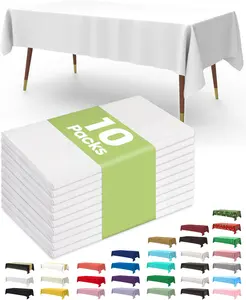 10 Pack Disposable Tablecloths Waterproof Plastic Table Covers for Parties Events Dining Tables Durable Spill Resistant Easy Cleanup