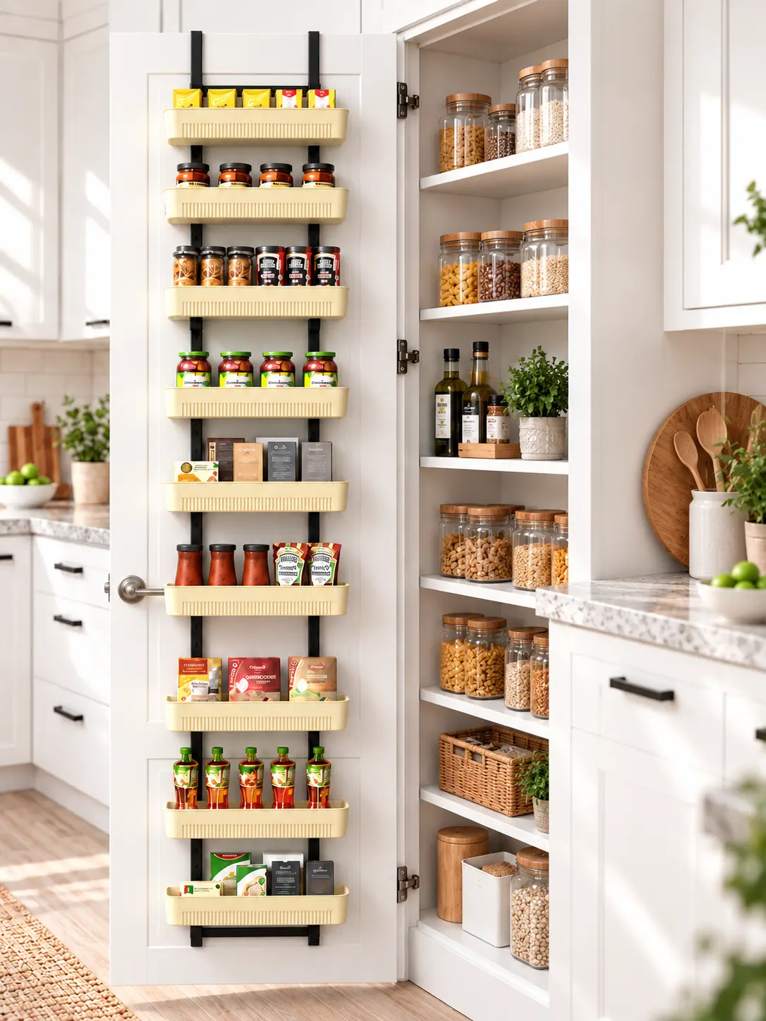 White 9-Tier Over The Door Pantry Organizer, Pantry Organization And Storage, Metal Hanging Spice Rack Shelves Door, Home & Kitchen Essentials, Laundry Room Bathroom Organization removable utensil holder garden summer dry sponge hat closet entryway shoe  