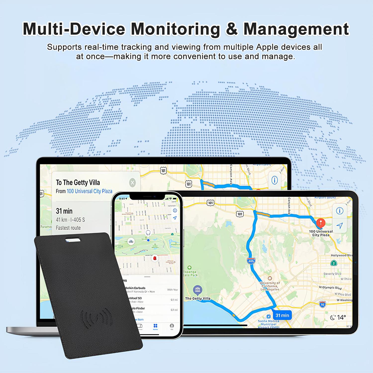 Security GPS Tracker Smart Card Tracker, Works with Apple Find My (iOS Only), Android Not Supported, Wireless Rechargeable Wallet Tracker Card, Global Location, Anti-Lost Item Locator for Wallets, Luggage, Bags