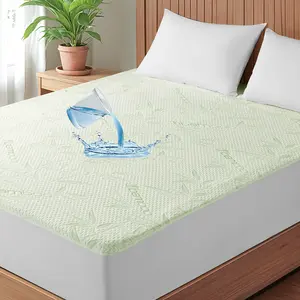 Waterproof Queen & King Size Mattress Protector, Cooling Breathable Bamboo Rayon Bed Cover, with 6"-18" Deep Pocket Noiseless, Soft & Washable for Bedroom, Hotel