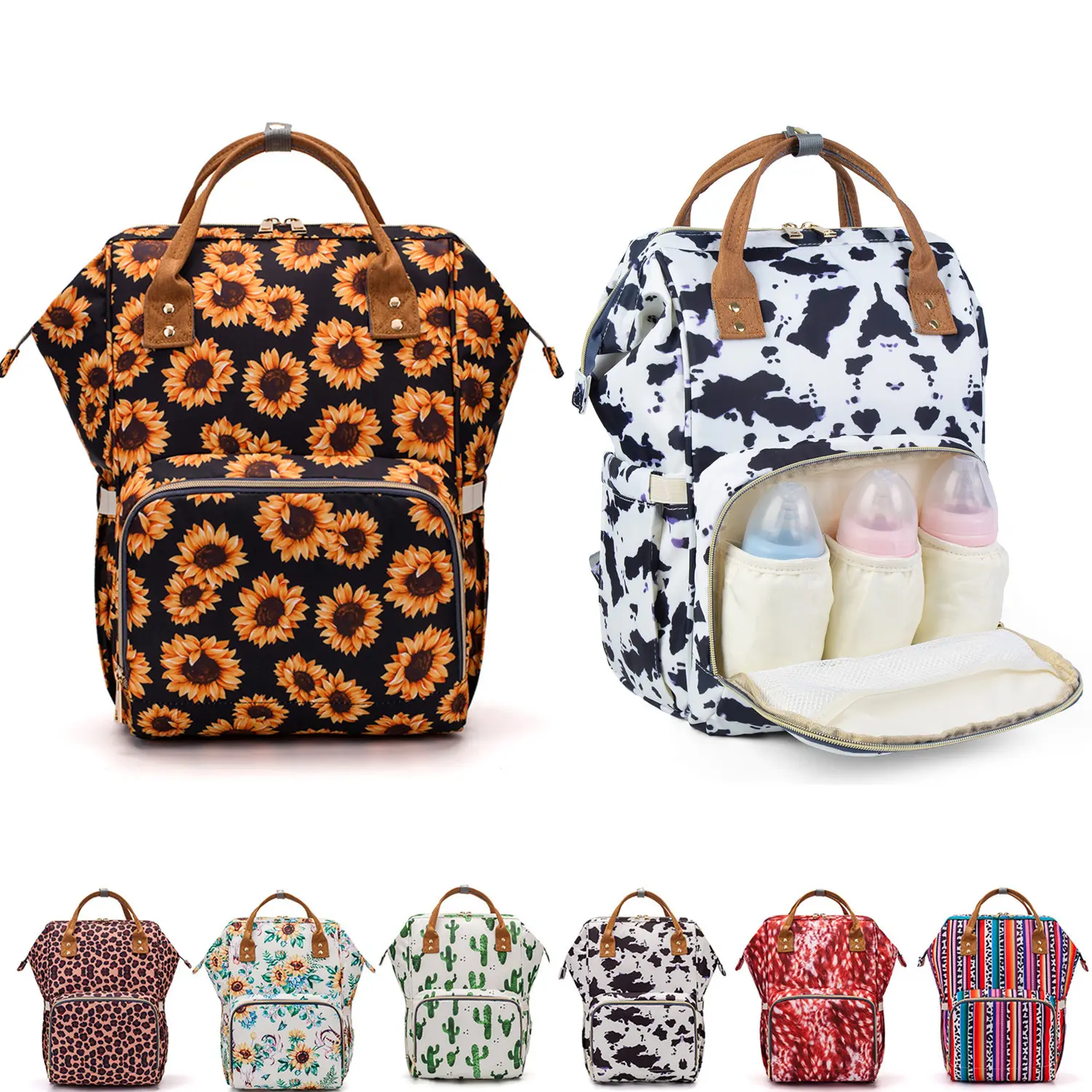 Mommy Backpack - Thermal Fabric, Back-Mounted, High-Capacity, Lightweight, Stylish Cloth Functional Bag for Bottles and Diapers