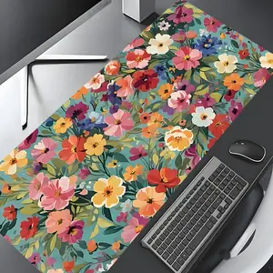 Vibrant Vintage Floral Design Large Gaming Mouse Pad,Aesthetic Desktop Drotection Pad,Washable Rubber Pad Non-Slip Lock Edge Multi-Size Mouse Pad Suitable For Home Office Desk Accessories,Good Gift for Family and Friends