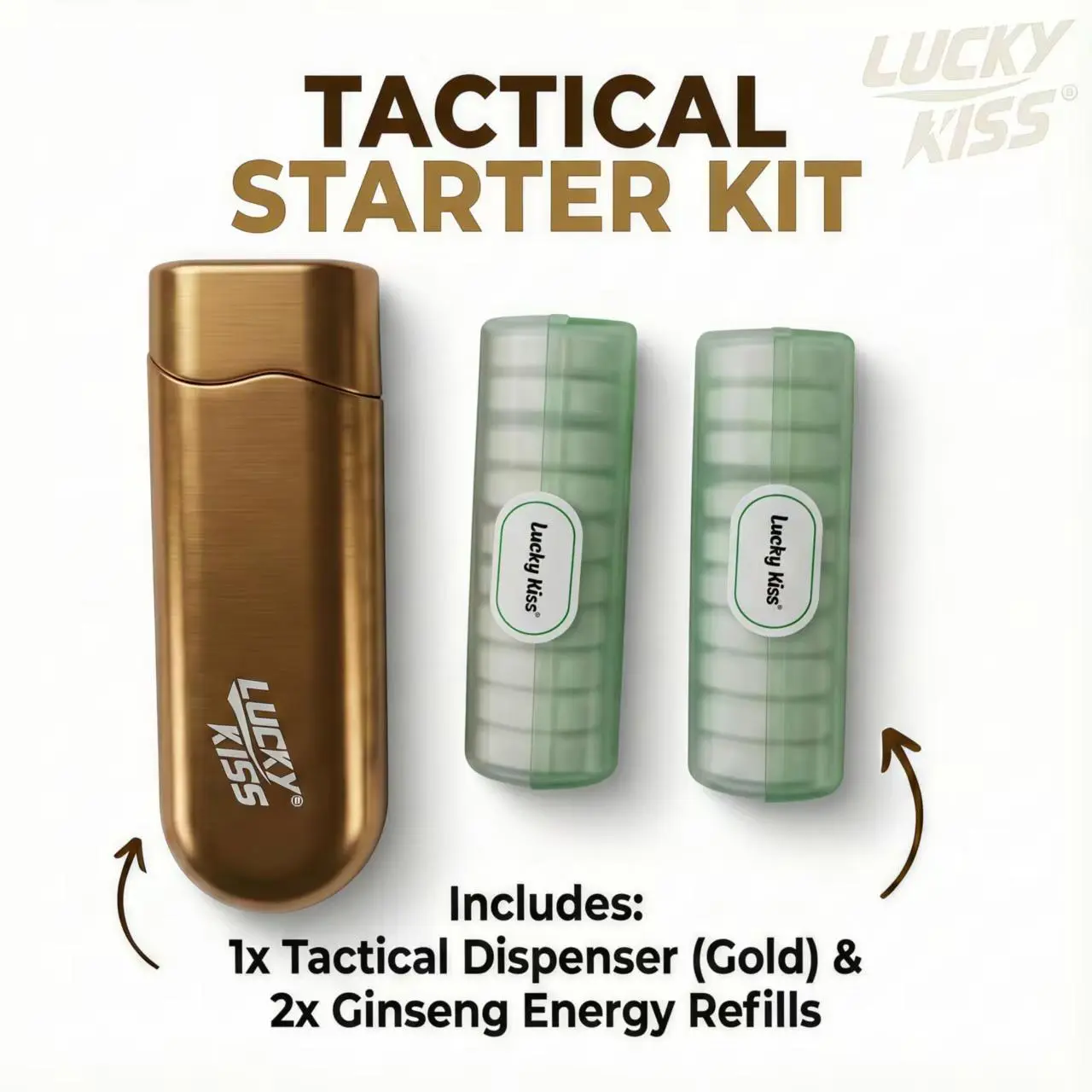 Lucky Kiss Sugar-Free Ginseng Taurine Mints, Citrus Flavor Breath Freshener Candy, Vitamin C & E Mint Candy, Pocket Size EDC Essentials for Men