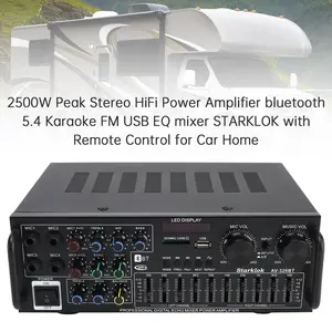 2500W Peak Stereo HiFi Power Amplifier Bluetooth 5.4 Karaoke FM USB EQ Mixer with Remote Control for Car Home
