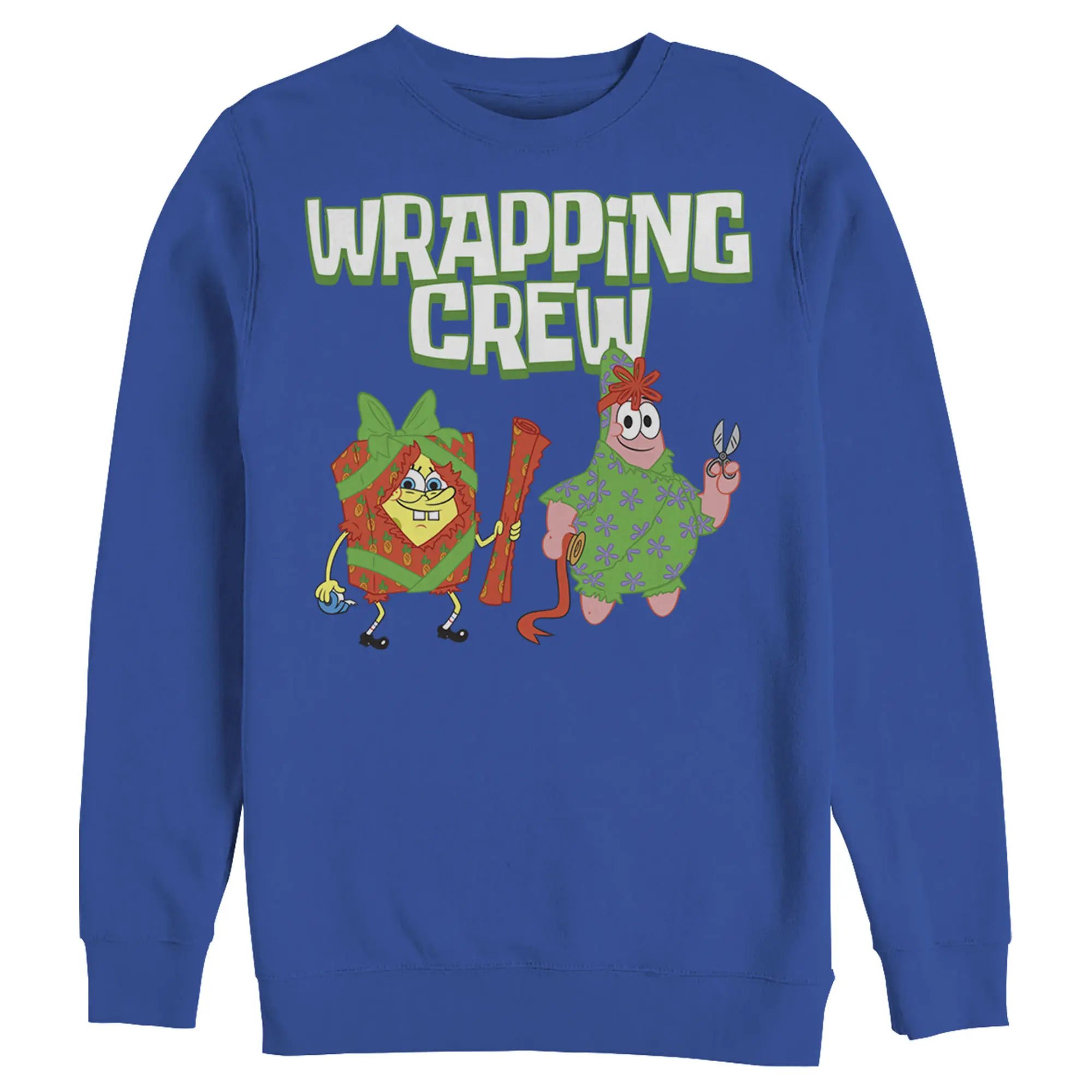 Men's SpongeBob SquarePants Christmas Wrapping Crew Sweatshirt