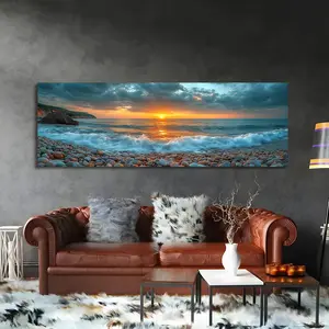 Sea View Beach Sunset Pattern Canvas Painting without Frame, Wall Art for Home Living Room Bedroom Decor, Ideal Gift for Hanging, Ornaments