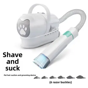 7 in 1 Pet Grooming Kit with Vacuum Professional Dog Cat Hair Clipper Trimmer Low Noise All-in-One Pet Grooming Set for Home Use cow scratching brush head lice removal comb big lice removal comb tick removal comb deshedding nozzle short hair bath bag