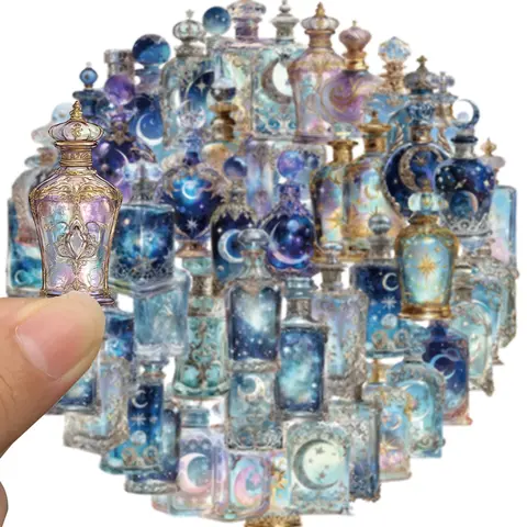 50Pcs Moon Bottle Stickers, Sticker Packs, Diary Sticker Pack, Decorative Stickers, Art Stickers for Scrapbooking, DIY Crafts, Waterproof Journaling Supplies & Junk Journal for Water Bottle, Laptop, Gifts for Girls, Teens