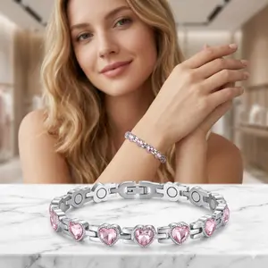 Women's Titanium Steel Magnetic Heart Bracelet - Exquisite, Fashionable Multicolor Crystal Costume Jewelry, Mother's Day Gift Idea, Exquisite Bracelet, Fashionable Bracelet
