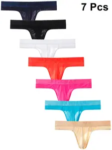 Men's Sheer Thin Low Waist Thong Underwear, Ice Silk Material Bikini Underpants, Breathable & Comfortable Design, Perfect for Daily Wear & Parties