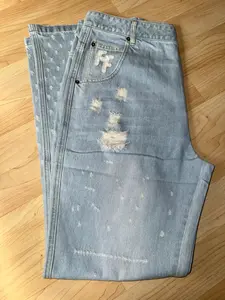 Washed cotton denim pants