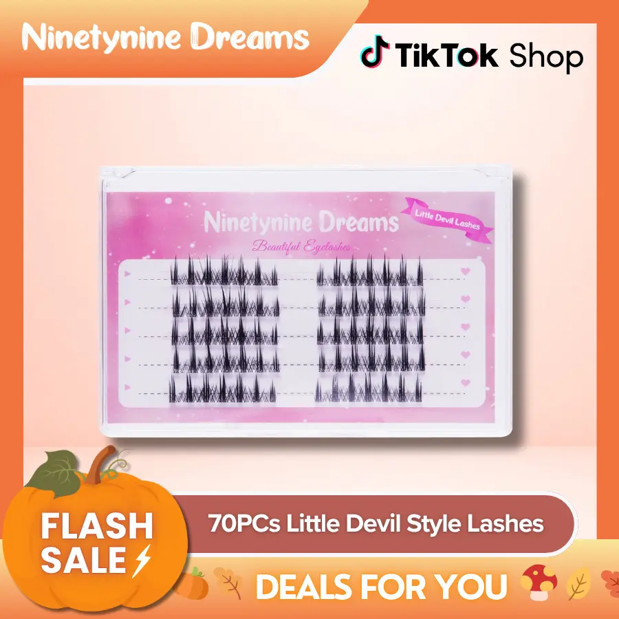Ninetynine Dreams 70PCs Little Devil Style Spiky Anime Douyin Lashes | 9-13mm C++ Curl DIY Individual Eyelash Clusters, Ultra-Thin Transparent Flexible Band, Waterproof Long-Lasting Reusable Pre-Mapped Beginner-Friendly Makeup Essential Clusters