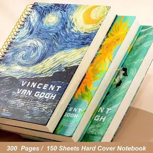Van Gogh's Famous Painting Cover Spiral Coil Notebook 300 Pages 150 Sheets B5 Horizontal Line Inner Page Notepad