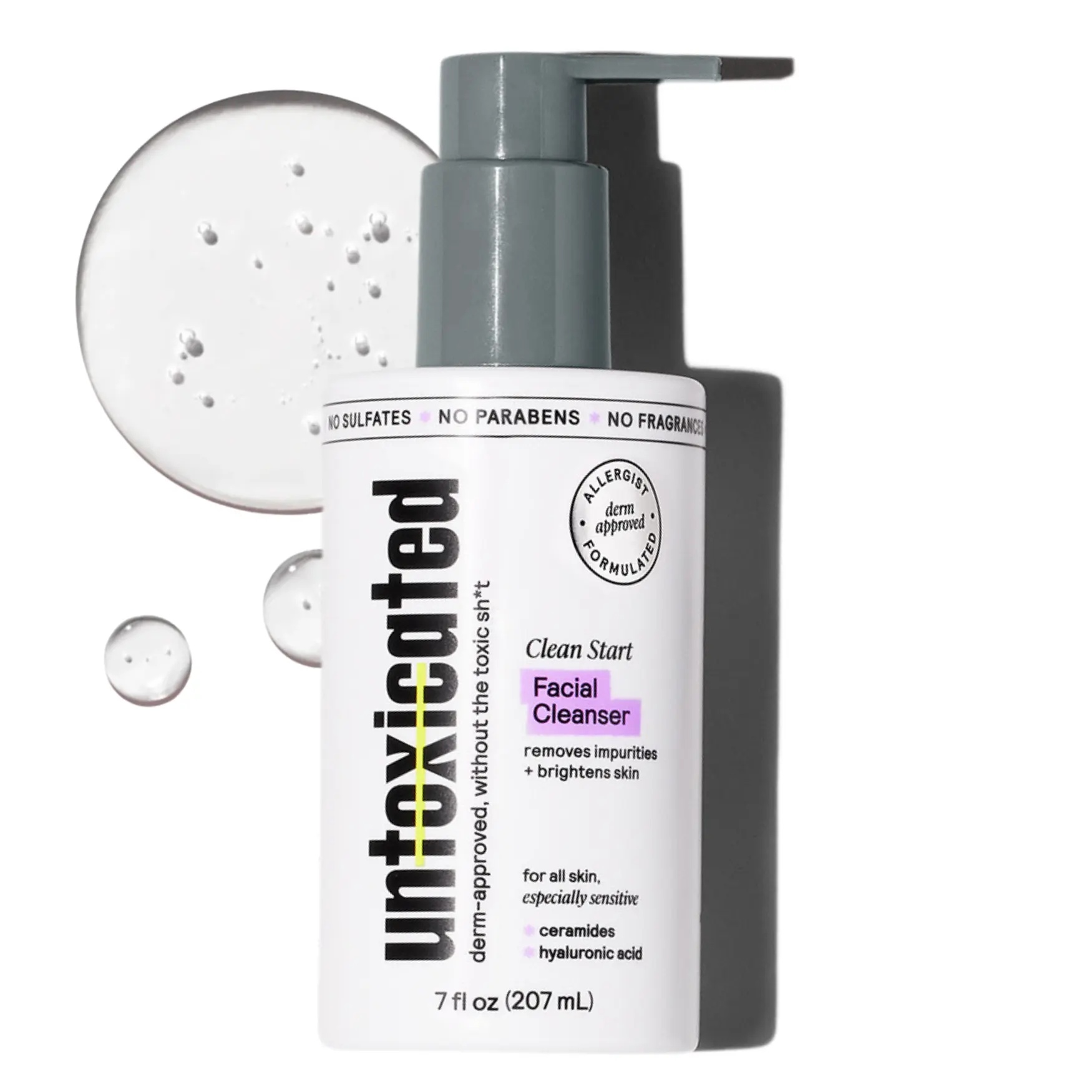 Cleanser for Sensitive Skin - Daily Hydrating Facial Cleanser - Non-Allergenic, Non-Foaming, Non-Drying Formula with Glycerin, Hyaluronic Acid & Ceramides - 7 fl oz
