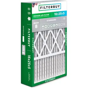 Filterbuy 16x25x5 Air Filter (1-Pack), Pleated MERV 8 Dust Defense HVAC AC Furnace Air Filters for Honeywell, Lennox X6670, Carrier, Bryant, & More