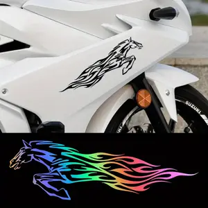 2PCS/SET Flame Horse Car Sticker for Motorcycle Body Decoration, Easily Upgrade Vehicle's Racing Vitality Style, Creative Design Makes Your Ride Say Goodbye to Monotony, Show Dynamic Enthusiast Proposition Motorcycle Stickers