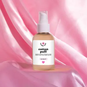 Cotton Puff Body Oil - Full and Mini Sizes - Moisturizing Dry Body Oil with Long Lasting Scent - Floral, Airy, Fruity, Gentle, Fresh Scent