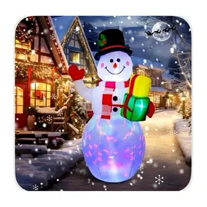 AerWo 5ft Christmas Inflatables Outdoor Decorations Snowman with Rotating LED Lights for Yard Garden Indoor & Outdoor Festive Cheer