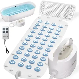 Upgraded Heated Bubble Bath Mat - Air Bubble Spa Massager for Bathtub with Warm Air, Quiet Motorized Tub Outlets Machine with Remote, Portable Home Spa with Solid Neck Support Pillow