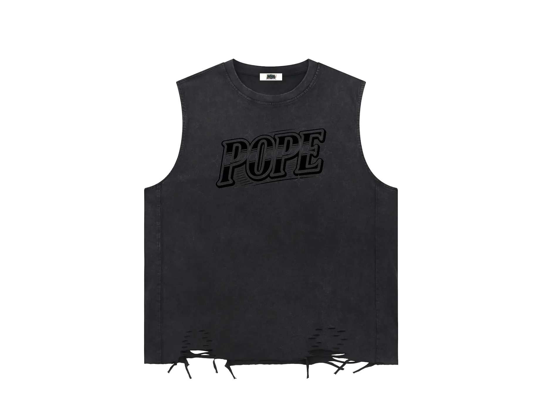 POPE In The Bag We Trust - Snow Washed Raw-Hem Tank Top