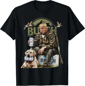 100% Cotton Retro Trump Hunting Deer Funny Beer Drinking Beer Hunting T-Shirt