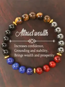 Natural Stone Bracelet with Tiger Eye Obsidian Lapis Lazuli Copper Ore, Valentine's Day Gift, Holiday Gift, Couple Gift, Unisex Jewelry, Handmade Accessories