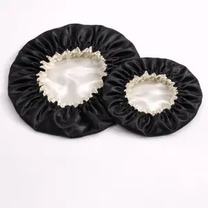 Handmade Black French Vanilla Reversible Satin Bonnet