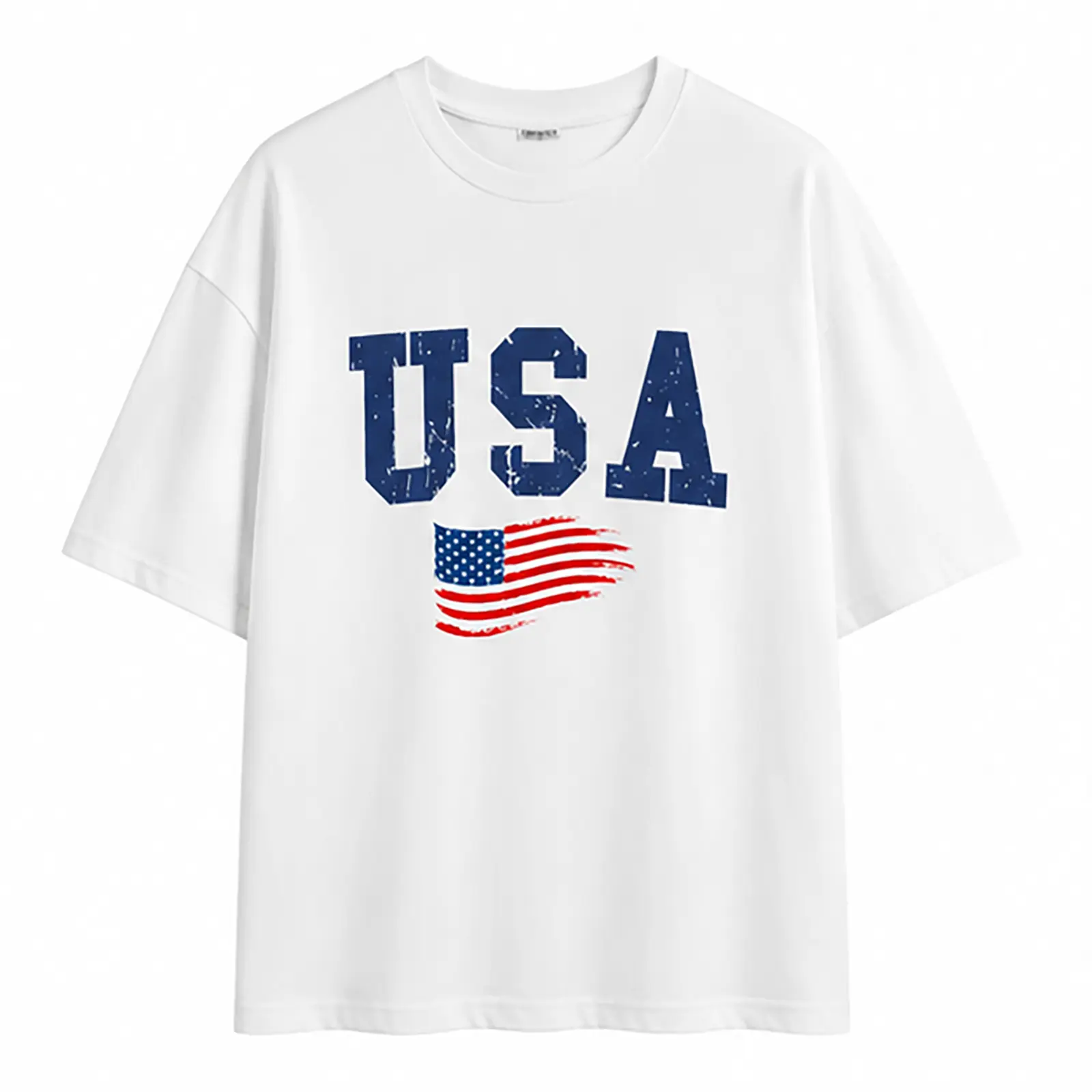 USA Graphic Retro Streetwear Tshirt - Men's/Women's Fashion Casual Short-Sleeve American Flag Print Patriotic Summer Top, Menswear Gift Idea