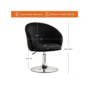 New 2024  Furnistyle Veet Vanity Makeup Height Adjustable Contemporary Swivel Living Upholstered Tufted Barrel Chrome Base Flexible Round Back Accent With Plated Frame Charming Chair Chaise Lounge Chairs For Bedroom Dressing Room Pu Room Organizer Storage