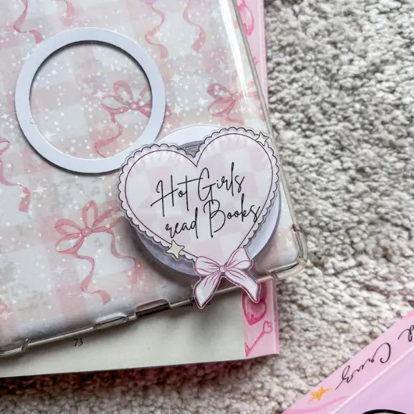 Coquette Kindle Grip Bookish Phone Grip, Hot Girls Read Magnetic Kindle Holder, Kindle Accessories Bookish Merch Birthday Gift for Book Lover sticky pop socket