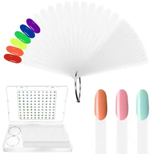 100 Pcs Clear Nail Swatch Sticks Box-packed with Ring and Numbered Stickers Nail Art Polish Color Display Practice Tips Transparent Sample Sticks Tester Nail Supplies for Nail Techs - Oval