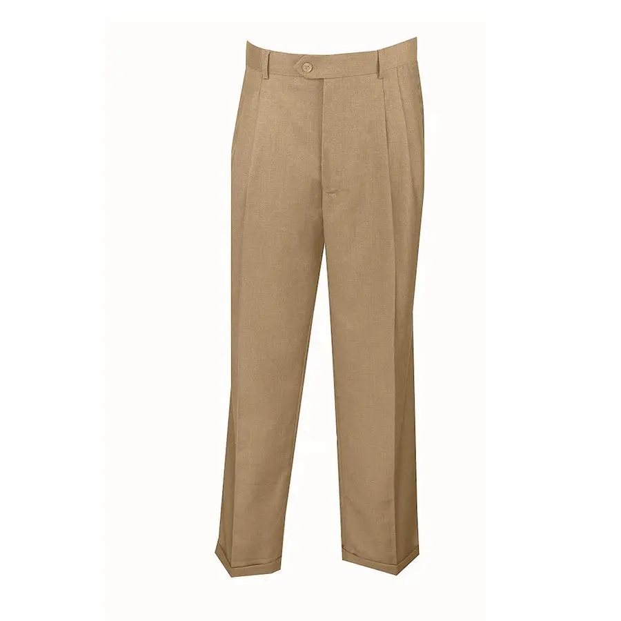 Notions Collection: Men's Dress Pants Regular Fit Double Pleated with Cuffs in Khaki