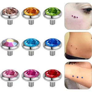 Surgical Steel Dermal Piercing Jewelry Tops for Women Men Cubic Zirconia Micro Dermal Anchor Tops Base Dermal Piercing 3-20Pcs Dermal Piercing Kit Hypoallergenic