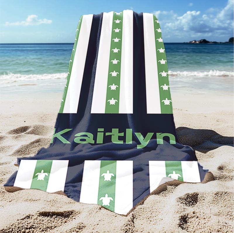 Custom Kaitlyn Themed Striped Beach Towel, Nautical/Star/Space Personalized Towel