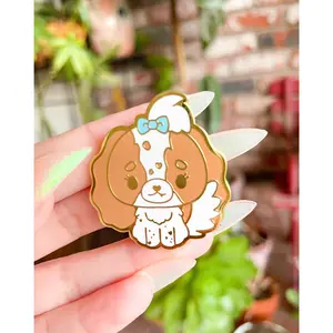 Lady Cocker Spaniel Hard Enamel Lapel Pin - 1.5 Inch Fashion Clothes Accessory, Collar Clip Brooch, 1.5 Inch Size, Hard Enamel Pin