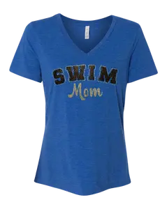 Sports Mom Bling Ladies V-Neck T-Shirt