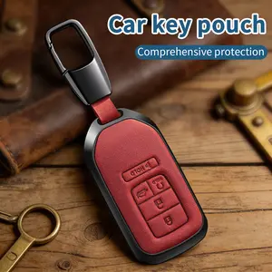 Key Fob Cover for Honda Accord Civic CRV Pilot Passport Insight Accessories genuine leather 5 Buttons Smart Keys Case Shell Protector