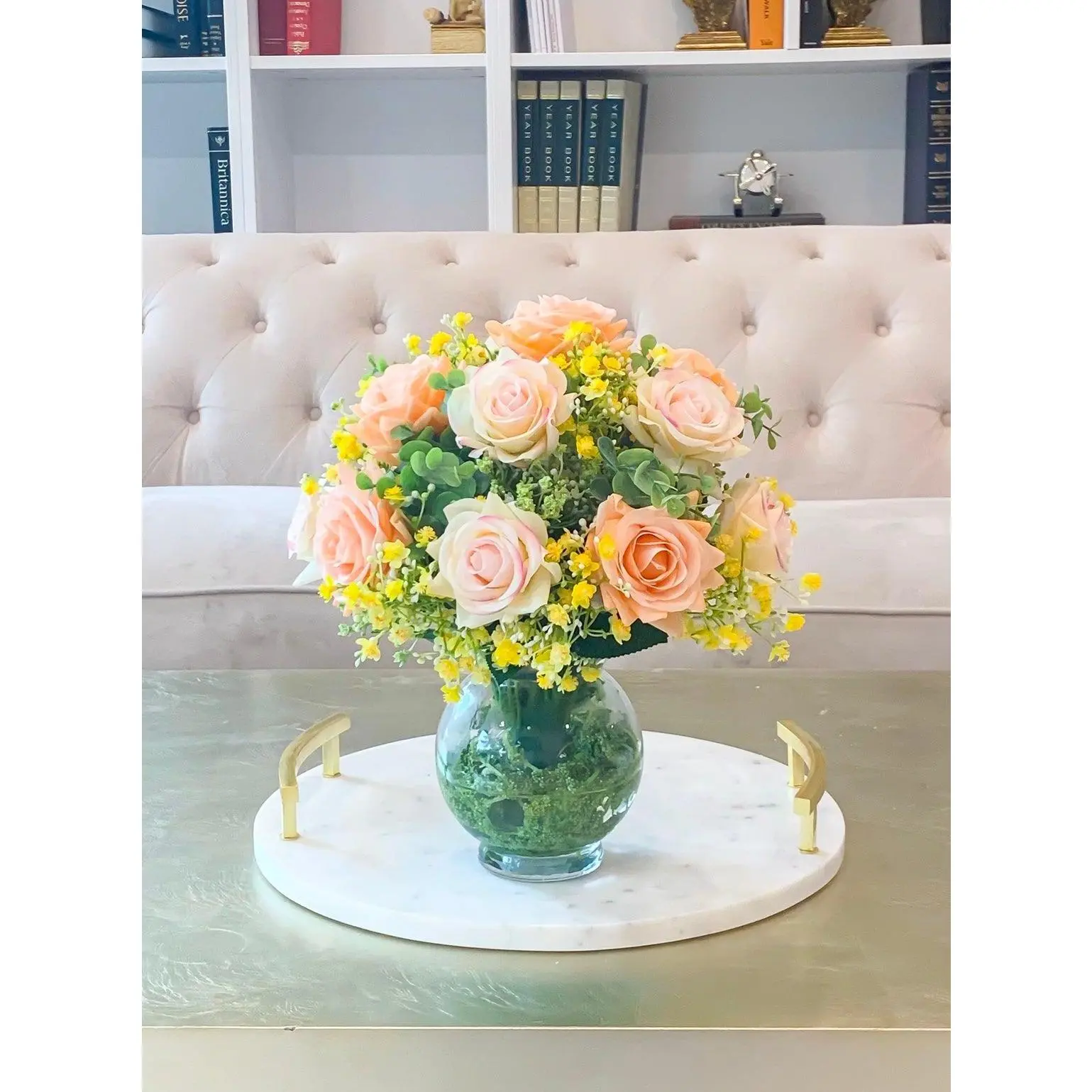 Orange Real Touch Rose Classic Centerpiece