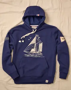 Men's Oversized Casual Flag Hoodie - USA-Made Cotton Fleece Long-Sleeve Sweatshirt Top