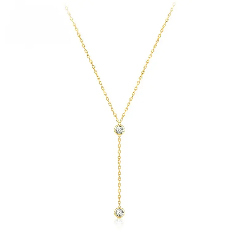 Women's Elegant S925 Silver Y-Shaped Lariat Necklace - Gold-Plated, Adjustable Tassel Drop, Lightweight & Comfortable for Daily Wear, Birthday, Graduations