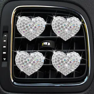 4 count Bling  Heart Shaped Air Fresheners - Vent Clips, Rhinestone Diffusers &  Interior Decor - Cute Bling  Accessories for Women
