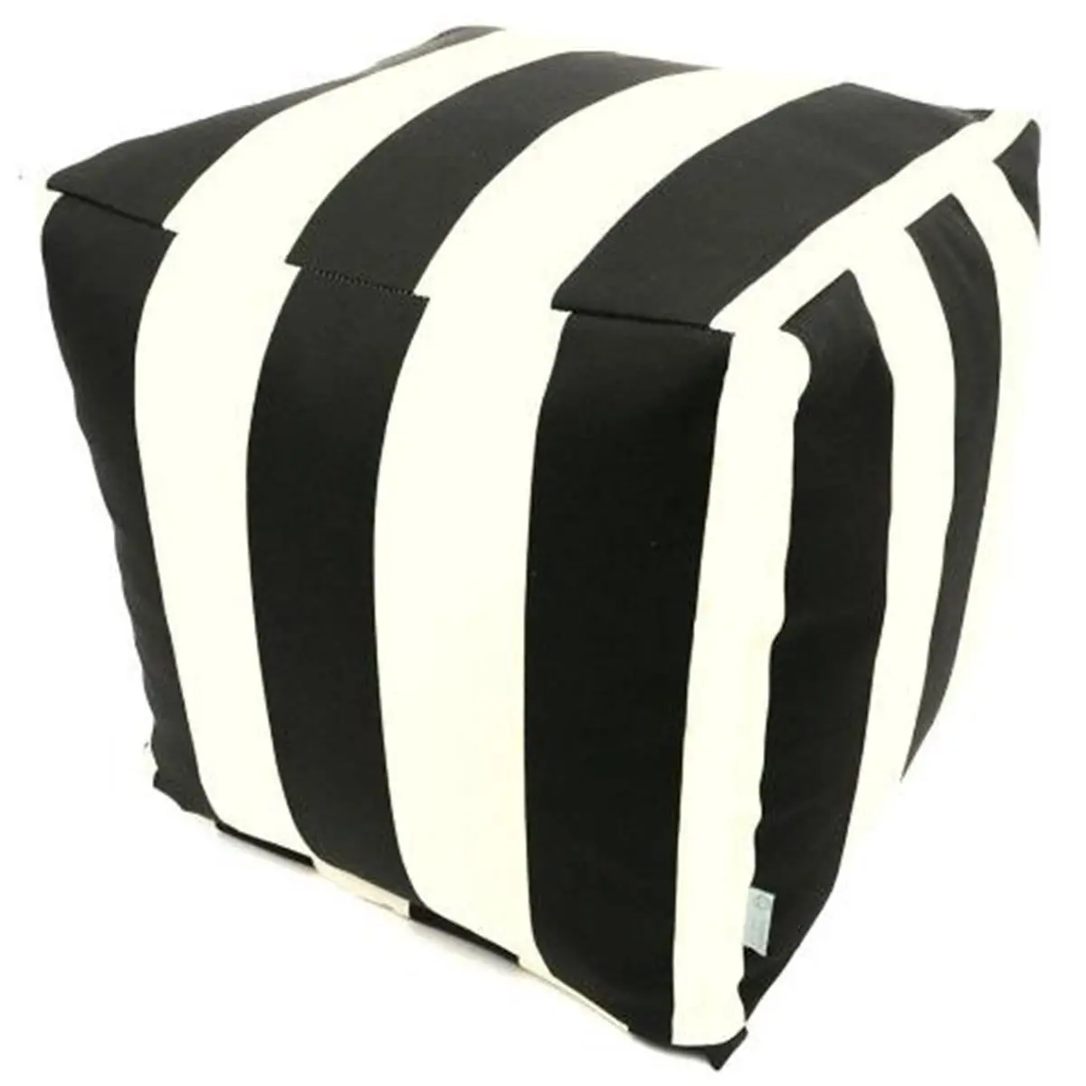 212 MAIN Black Vertical Stripe Small Cube Footstool - Polyester, UV-Resistant Outdoor Stool