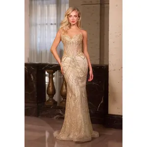 Ladivine J888 Long Strapless Fitted Sweetheart Sequin Bodice Gown