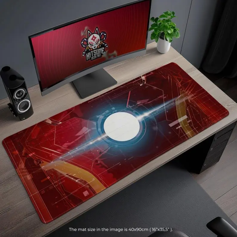 Iron Arc Reactor Desk Mat, Gaming Mouse Pad, Superhero Office Decor, Gift for Movie Fans, Home Decor, Desk Accessory