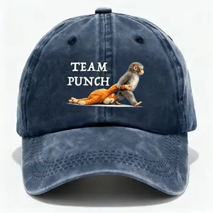 Team Punch Monkey Dad Hat – Cute Monkey Embroidered Vintage Baseball Cap, Funny Animal Lover Gift, Adjustable Casual Unisex Hat