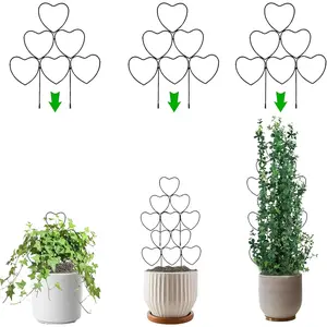 Trellis for Climbing  Indoor, Stackable Garden Trellis for Potted , Small House  Trellis for Vine Ivy Flower  Support Outdoor DIY Metal Trellis 3 Pack, Black