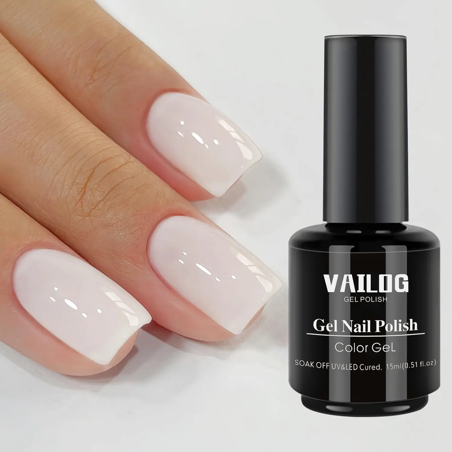 Vailog Milky Gel Nail Polish, 15 ml Spring Bubble Glossy Finish, Soak-Off LED Manicure Gel, Salon-Quality DIY Gift for Women, DIY French Manicure, Nail Gel Art, Soak Off UV