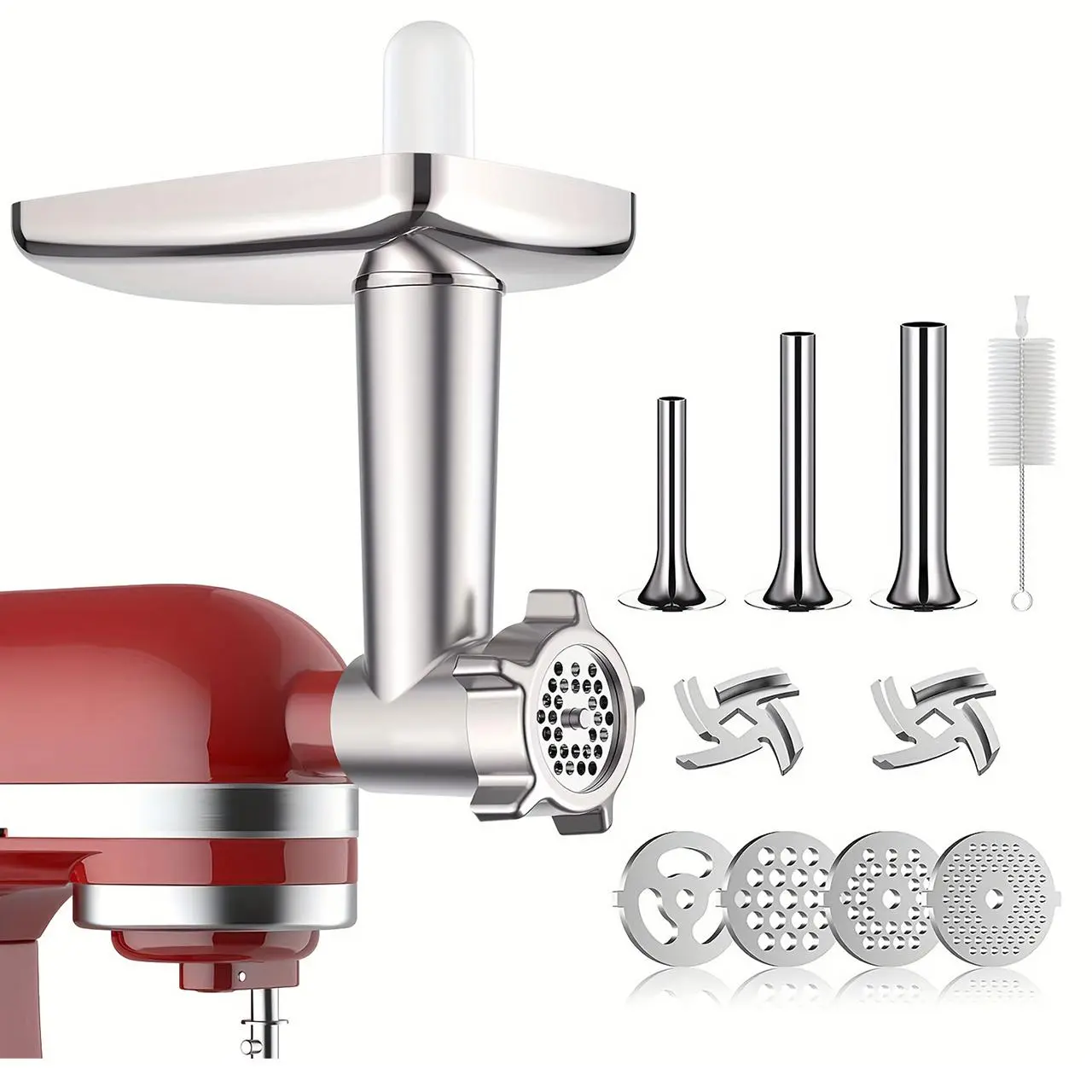 Meat Chopper Attachment Set, 1 Set Including 4 Grinding Plates & 3 Sausage Filling Tools & 2 Grinding Blades, Food Preparation Food Processing Specialty Kitchen Utensils & Appliances Gadgets