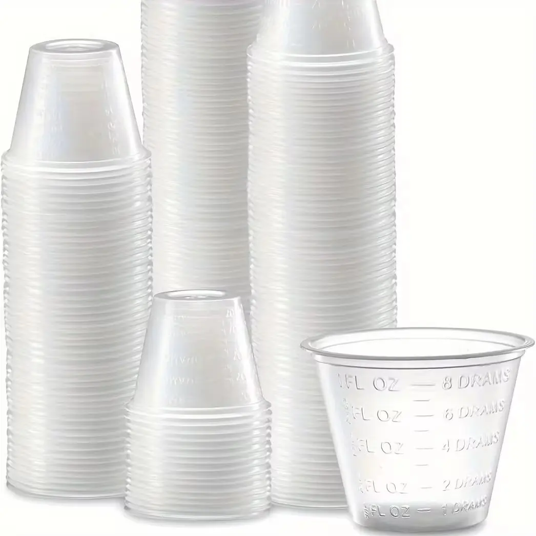 Disposable Medicine Cups (200 Pack, 1 Ounce Each), Durable Plastic Measuring Cup for Pills and Liquid Medicines, 30ML Capacity
